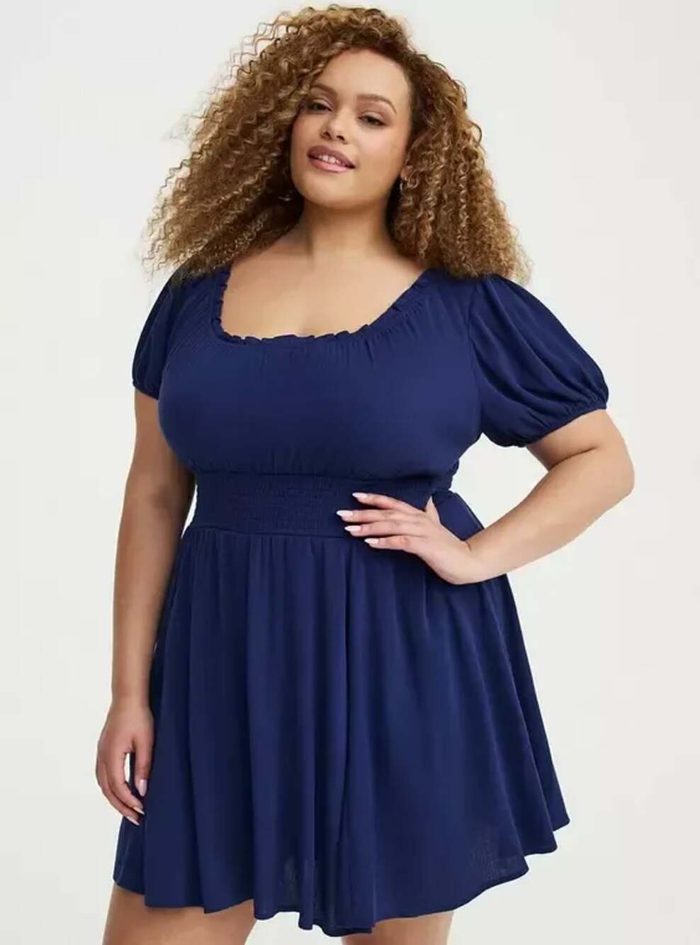 Torrid Crinkle Gauze Puff Sleeve Romper Size 2X Blue